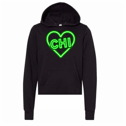 Camp Chi neon sign hoodie