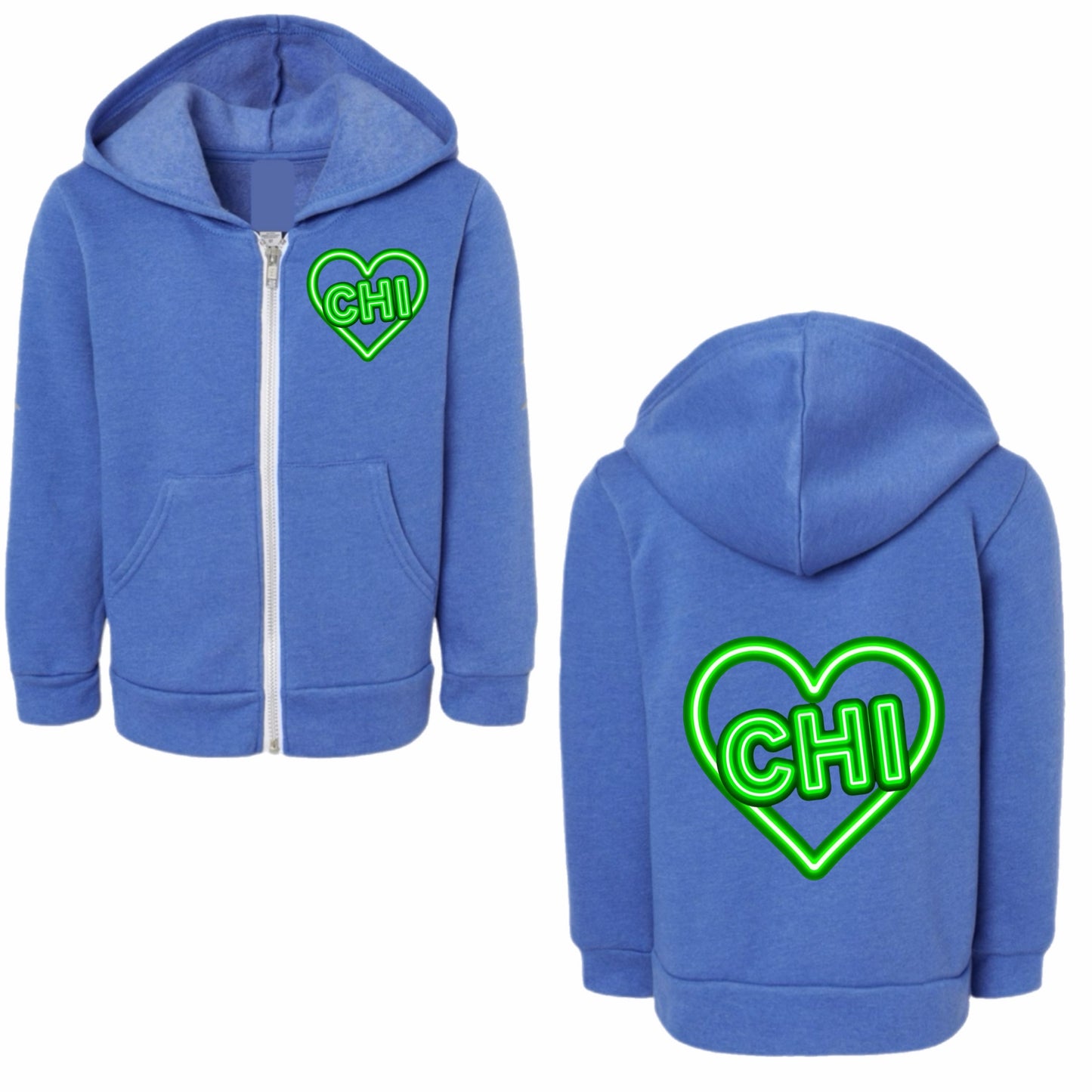 Camp Chi neon sign zip hoodie