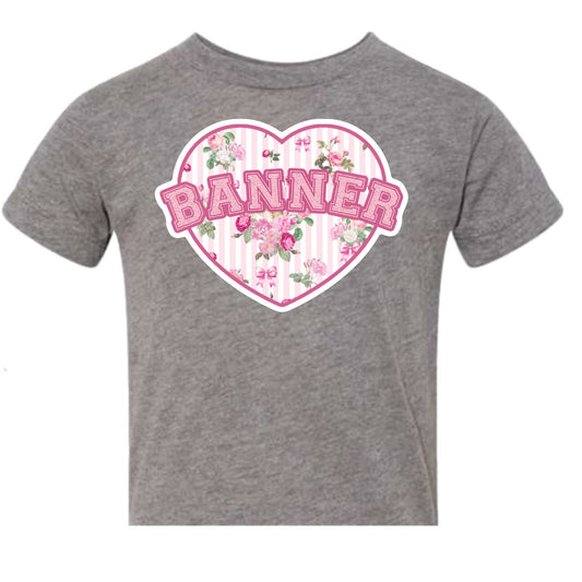 Banner girls floral heart tee