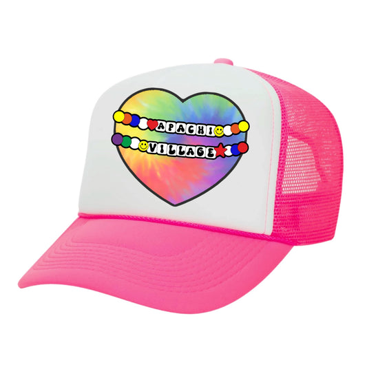 APACHI Village girls tie dye heart trucker hat