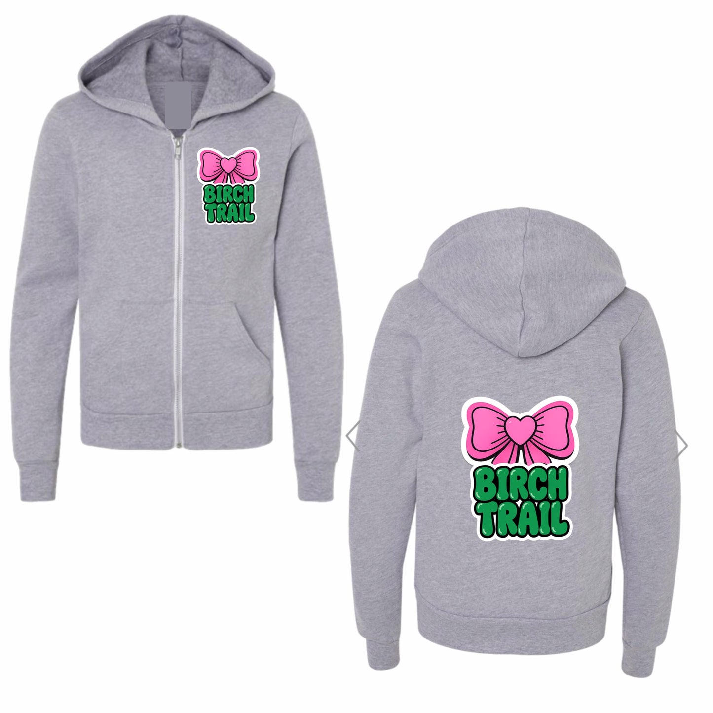 Birch Trail bow zip hoodie