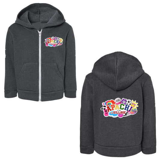 Girls Apachi Village collage zip hoodie