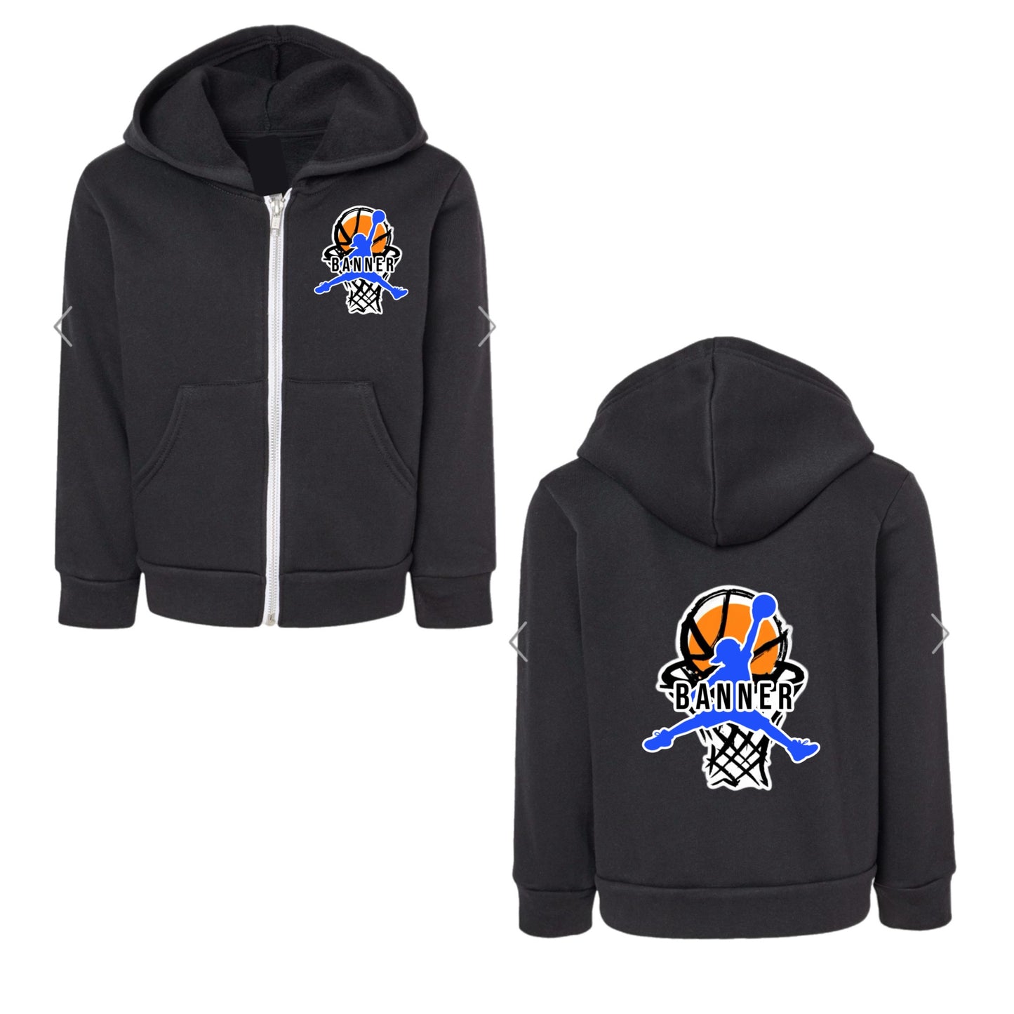 BANNER boys basketball zip hoodie