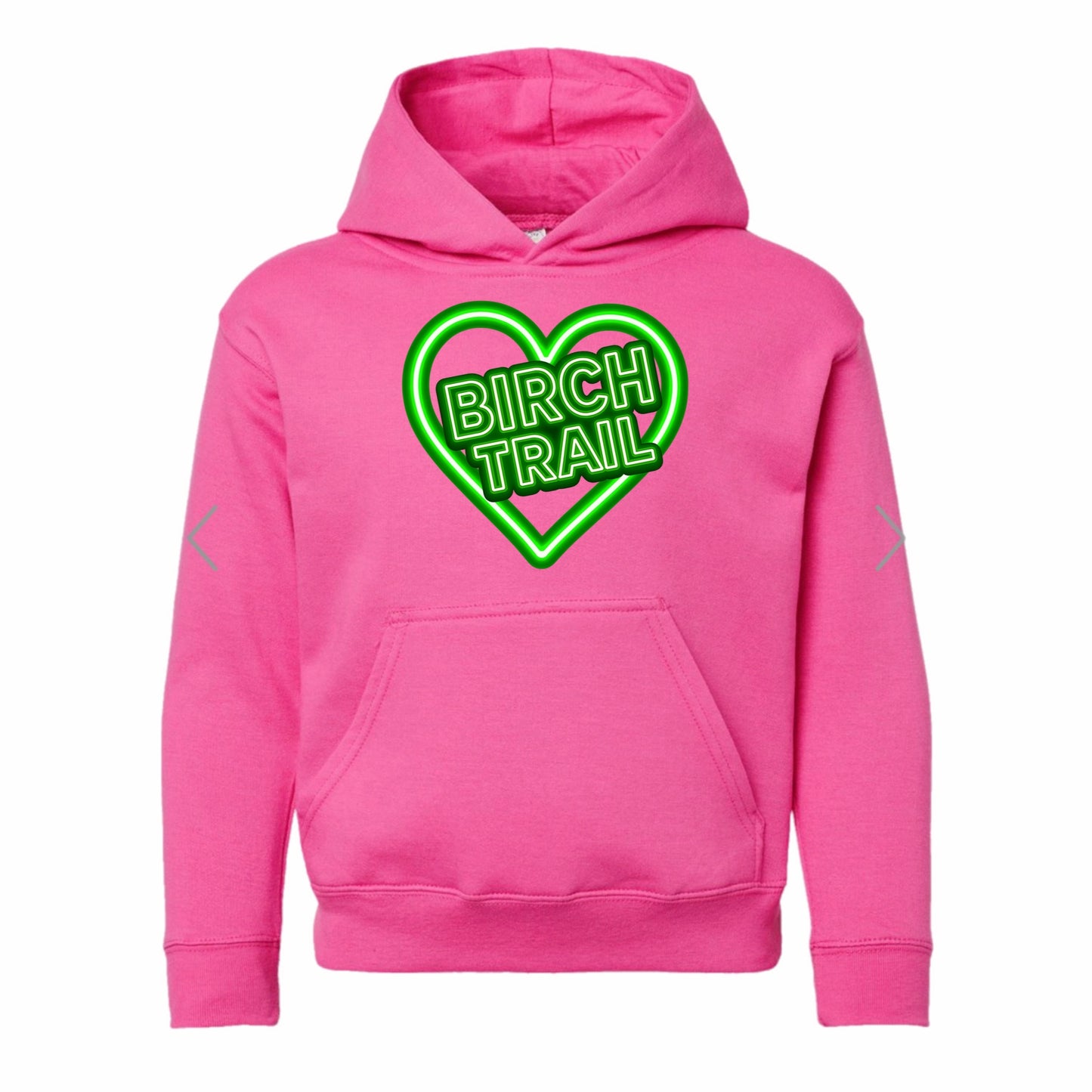 Birch Trail neon sign hoodie