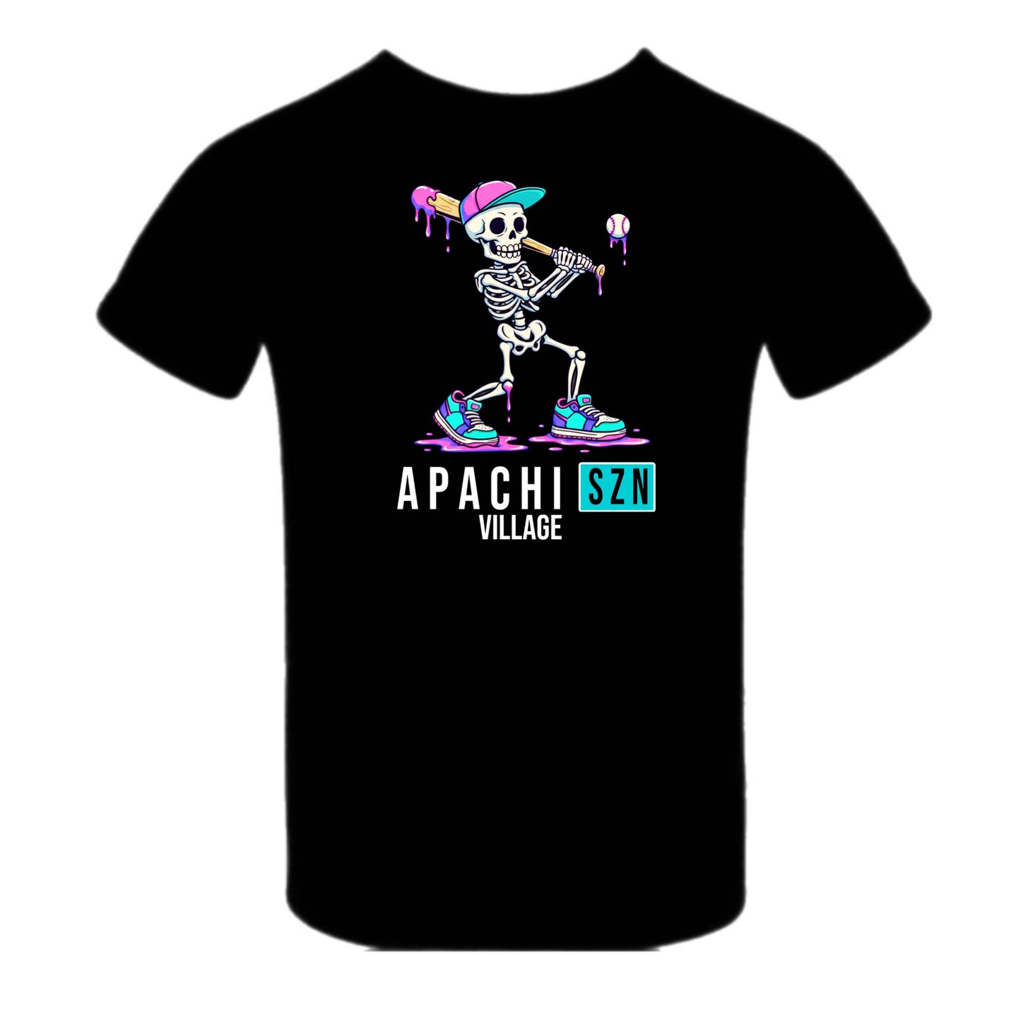 Apachi/ Apachi Village Boys Skeleton Baseball tee