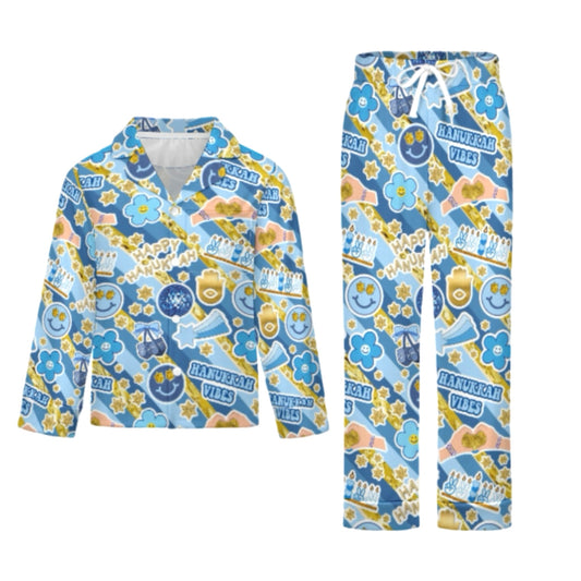 Disco Hanukkah girls/womens button pj pants set