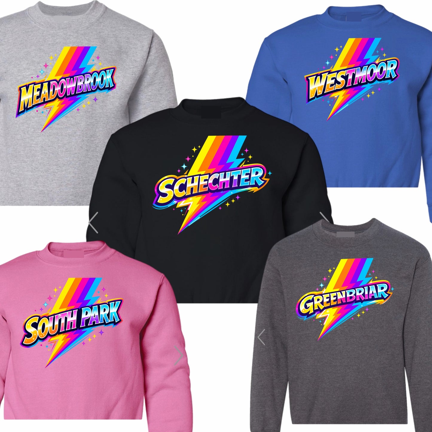 Girls rainbow bolt crewneck sweatshirt