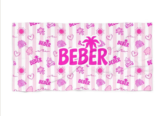 Beber pink palm beach towel
