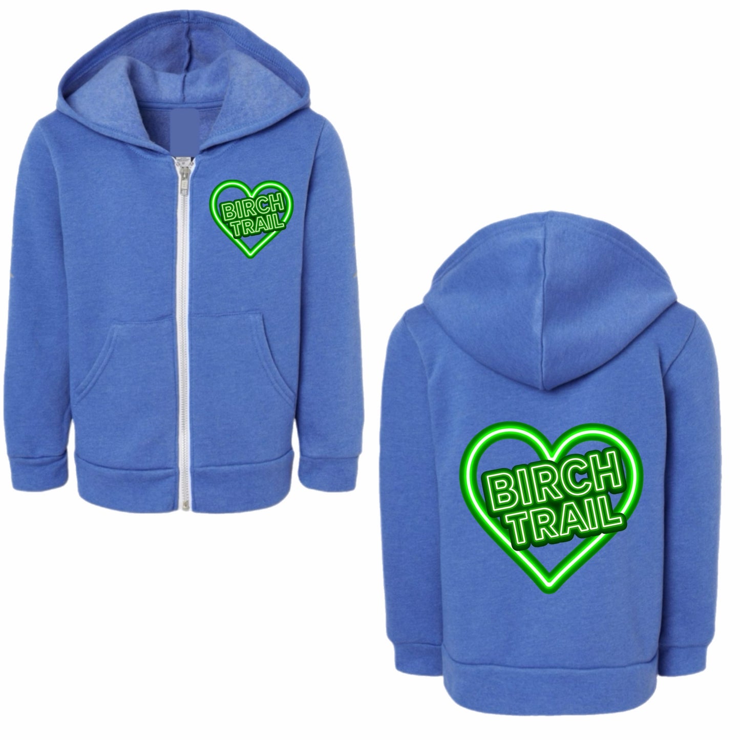 Birch Trail neon sign  zip hoodie