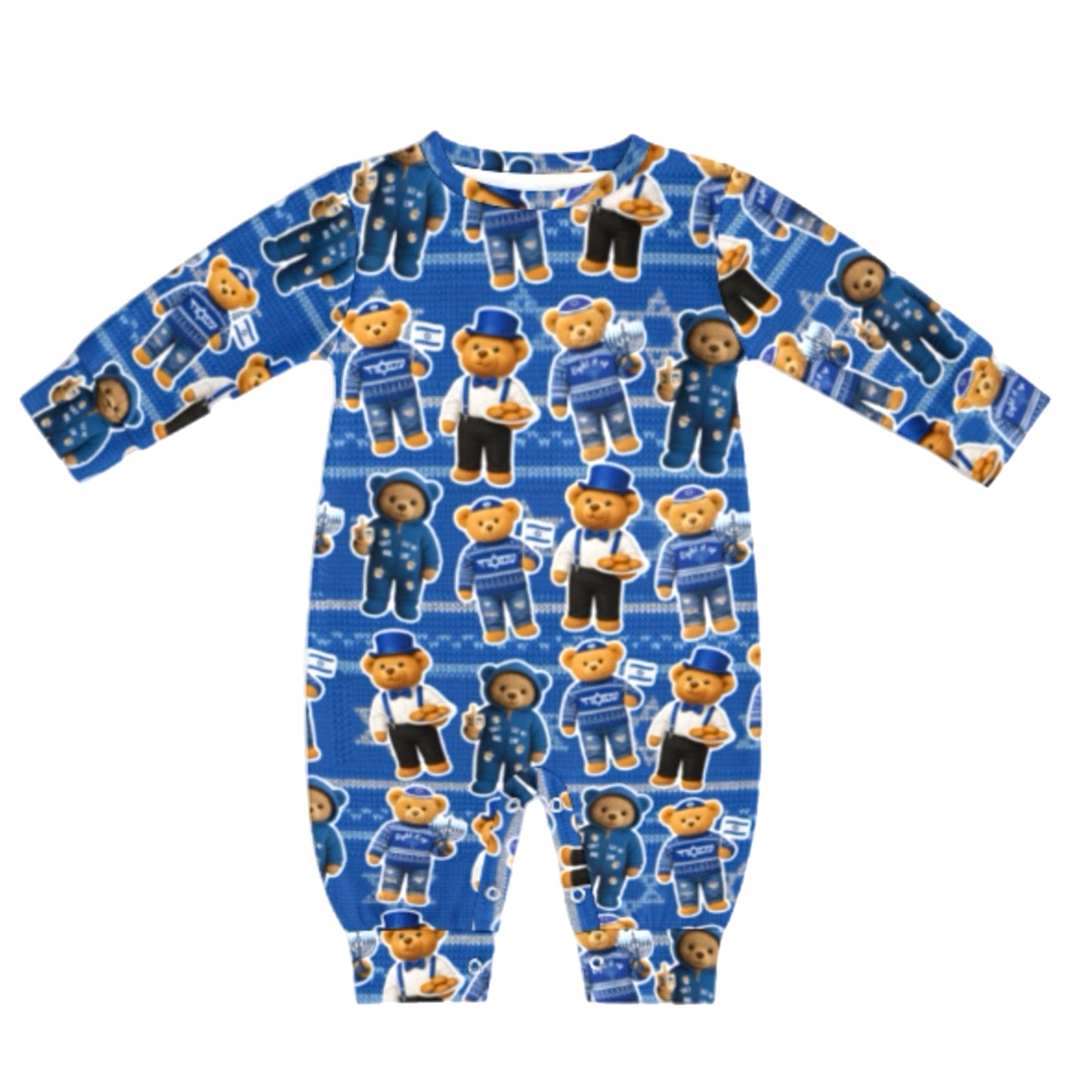Boy teddy Hanukkah baby romper