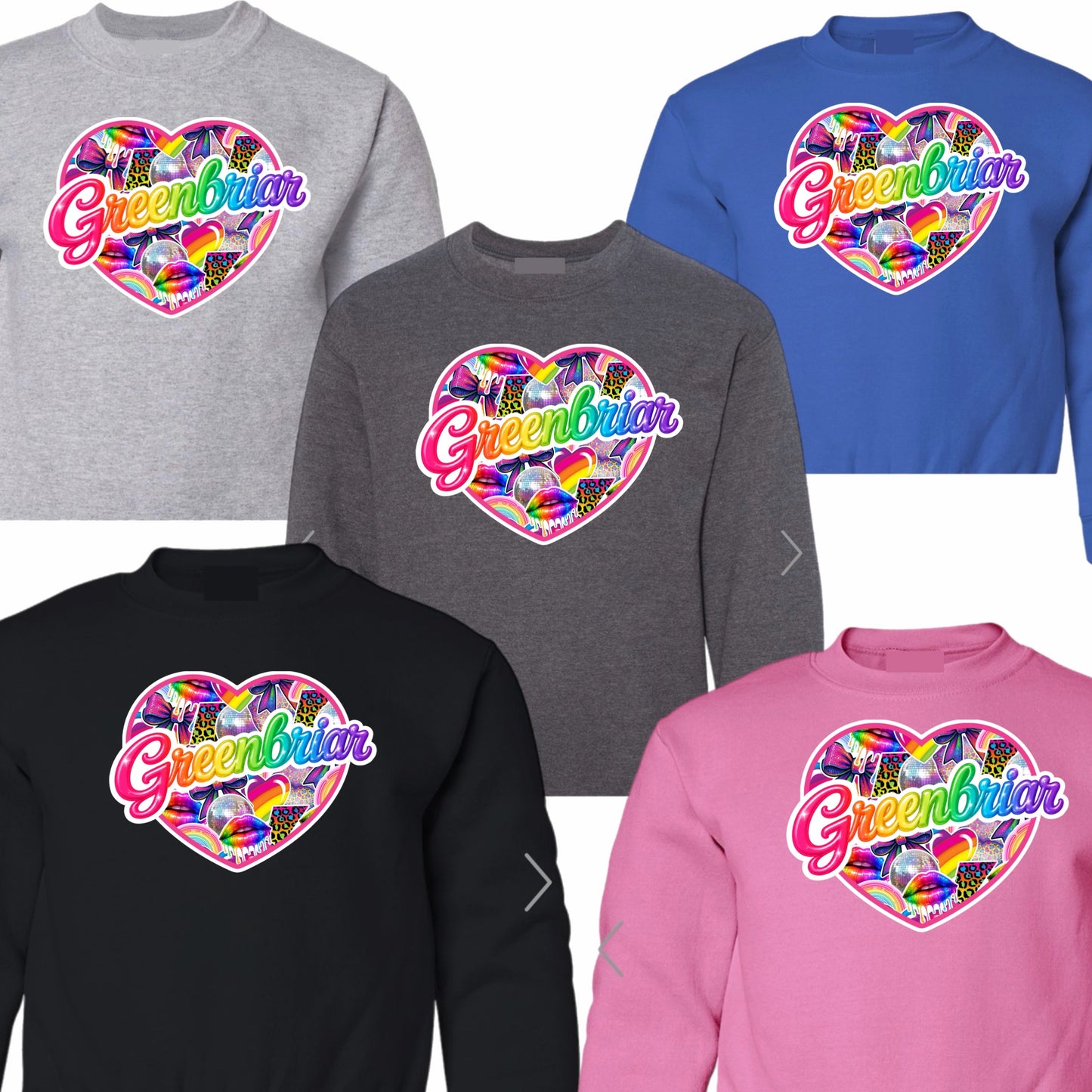Greenbriar neon heart crewneck sweatshirt