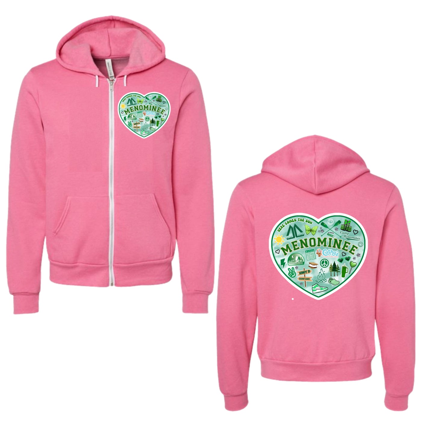 Womens Menominee collage zip hoodie