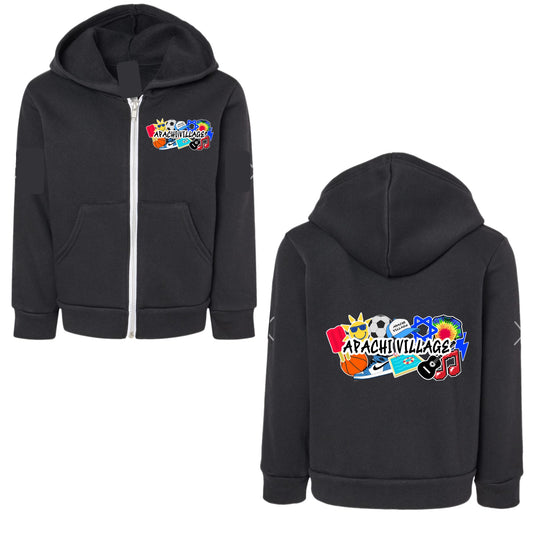 Boys Apachi Village collage zip hoodie