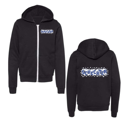 Schechter girls patched zip hoodie