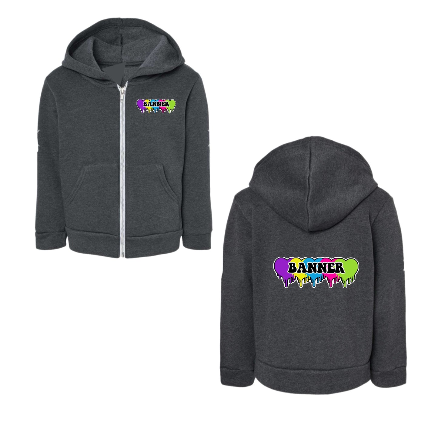 Girls APACHI/ APACHI VILLAGE neon hearts zip hoodie