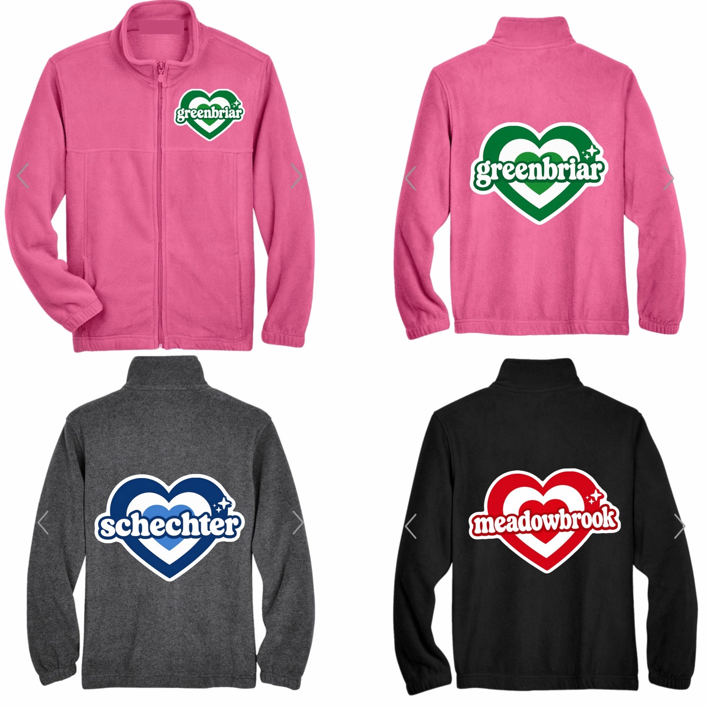 Girls vintage heart fleece zip