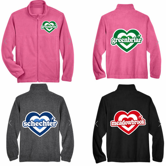 Girls vintage heart fleece zip