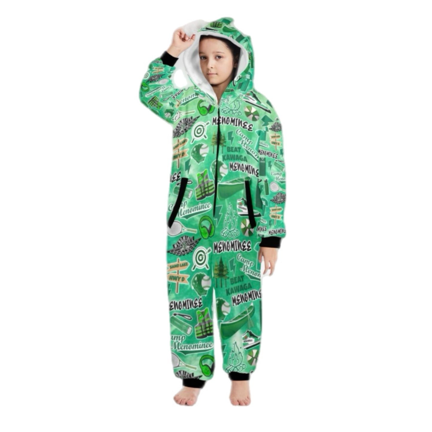 Menominee boys/mens fleece zip one piece