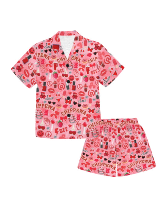 Chippewa  girls/womens button pj shorts set