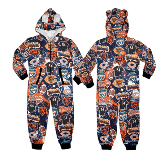 Bears unisex toddler, youth, adult fleece zip one piece