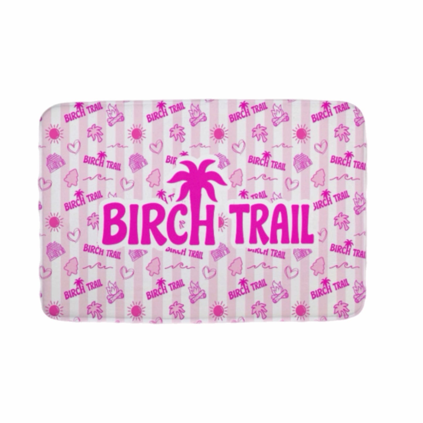 Birch Trail pink palm floor mat