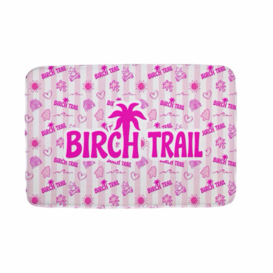 Birch Trail pink palm floor mat
