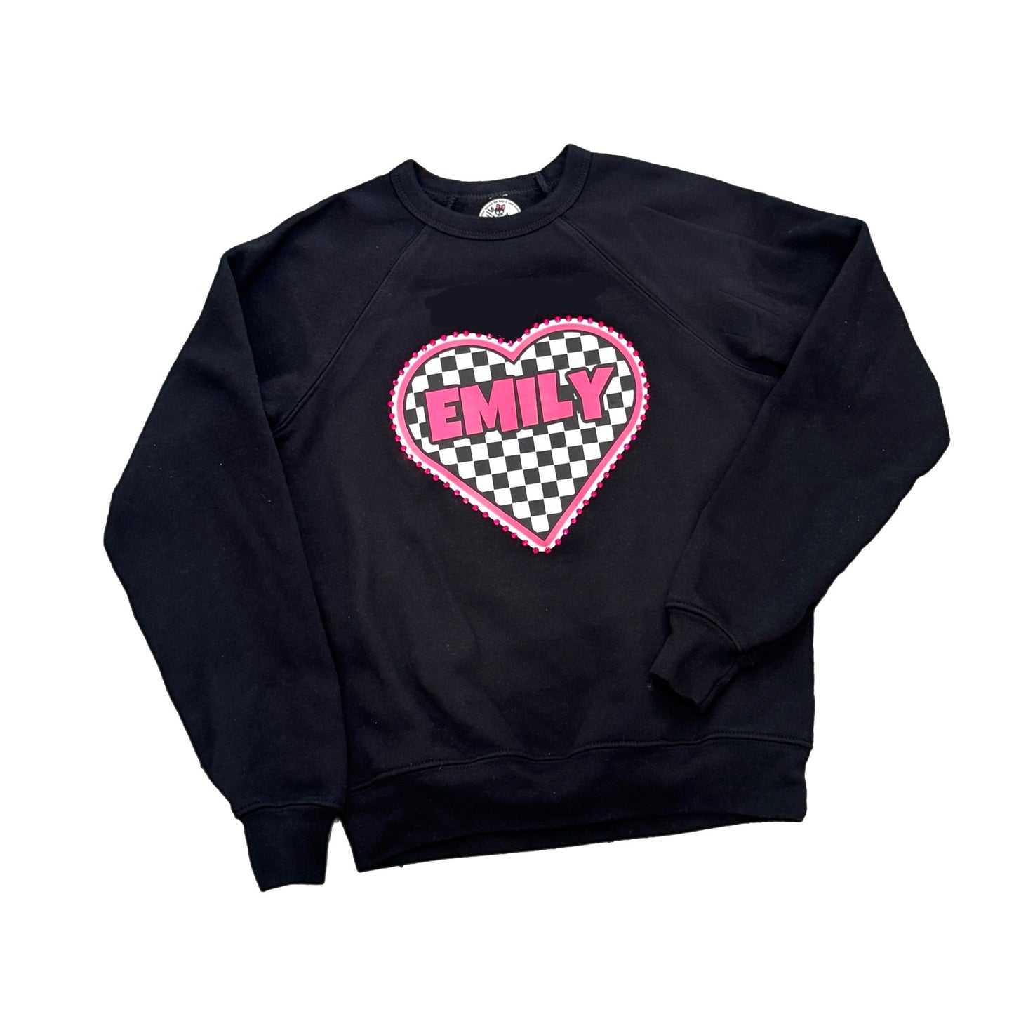 Checkered Heart Name Crewneck