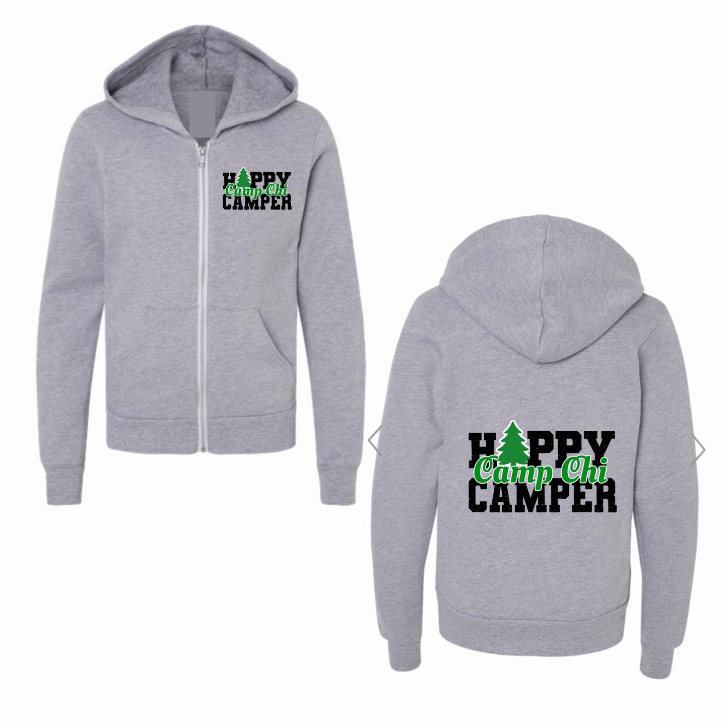 Camp Chi happy camper zip hoodie