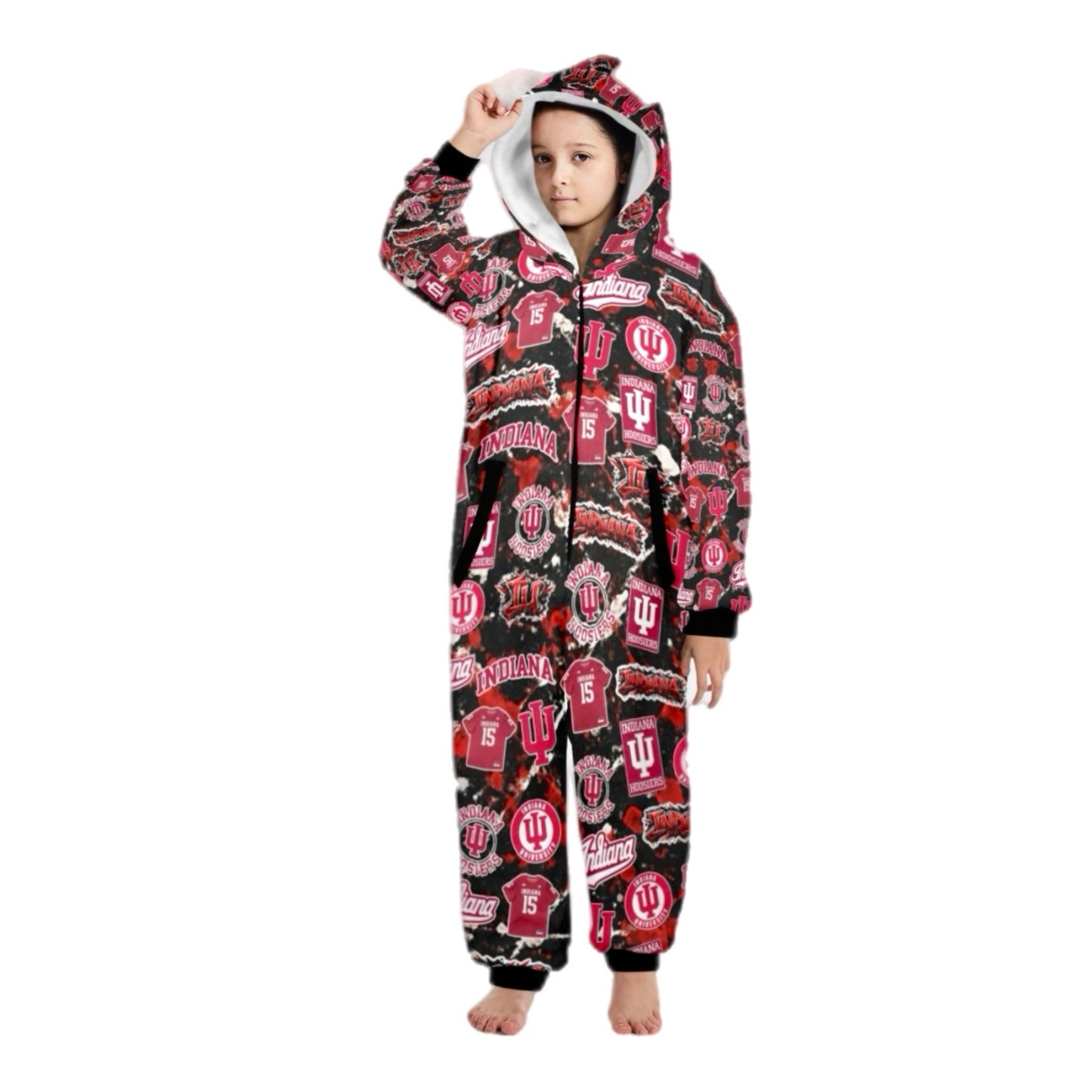 Indiana unisex toddler, youth, adult fleece zip one piece