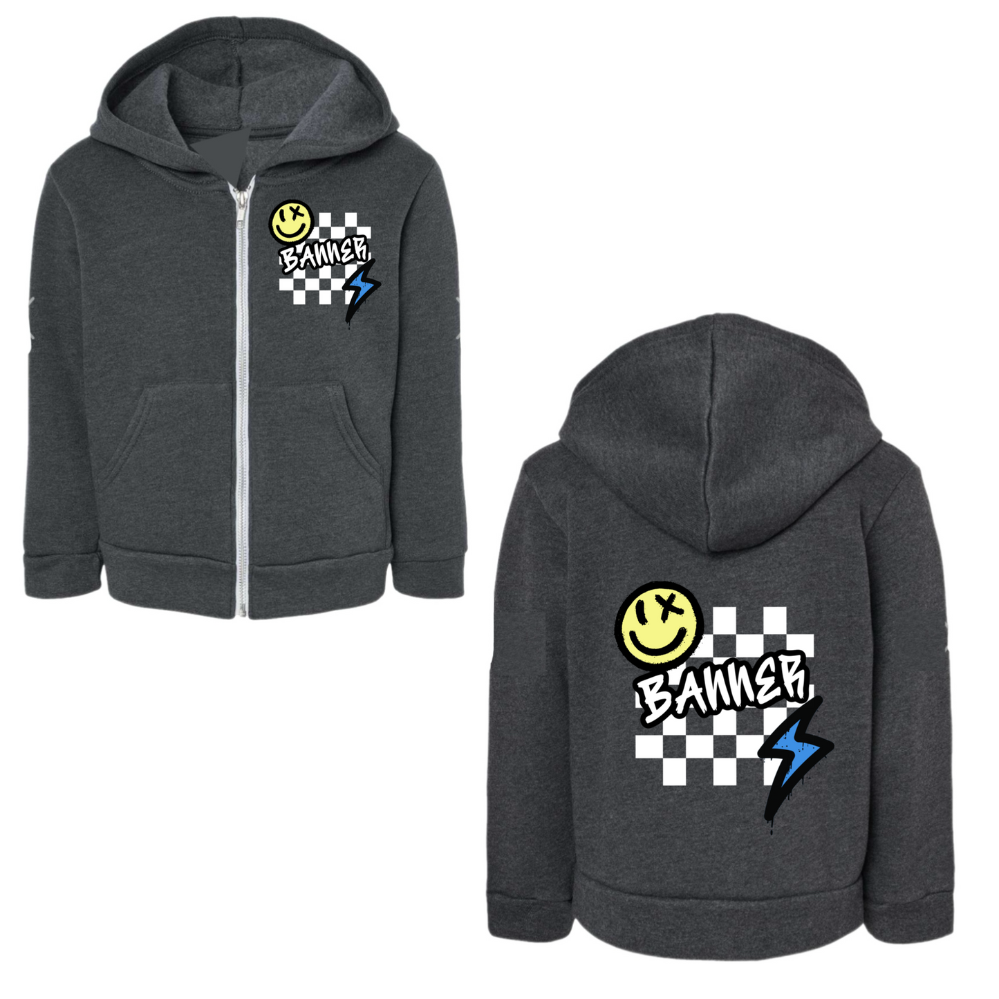 BANNER boys checkered zip hoodie