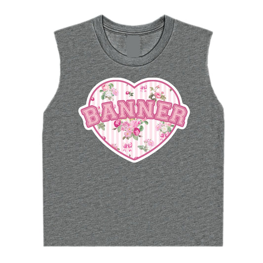 Banner girls floral heart tank
