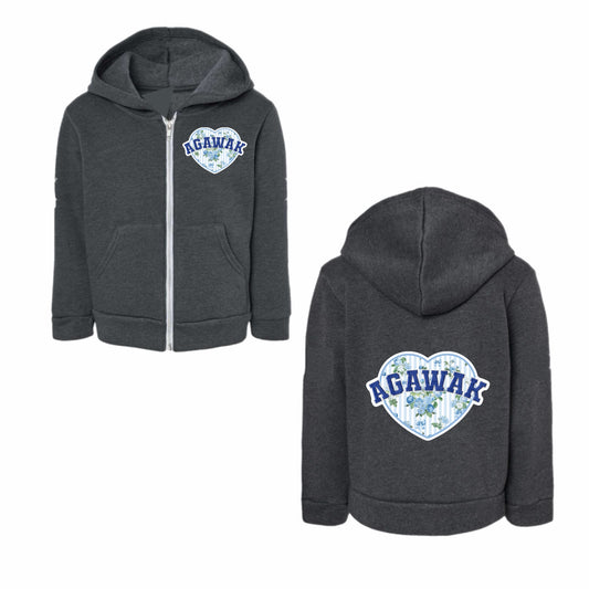 Agawak floral heart zip hoodie
