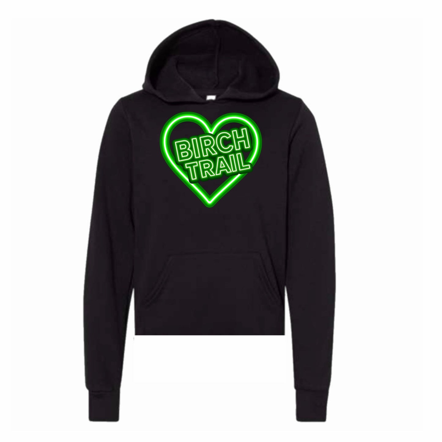 Birch Trail neon sign hoodie
