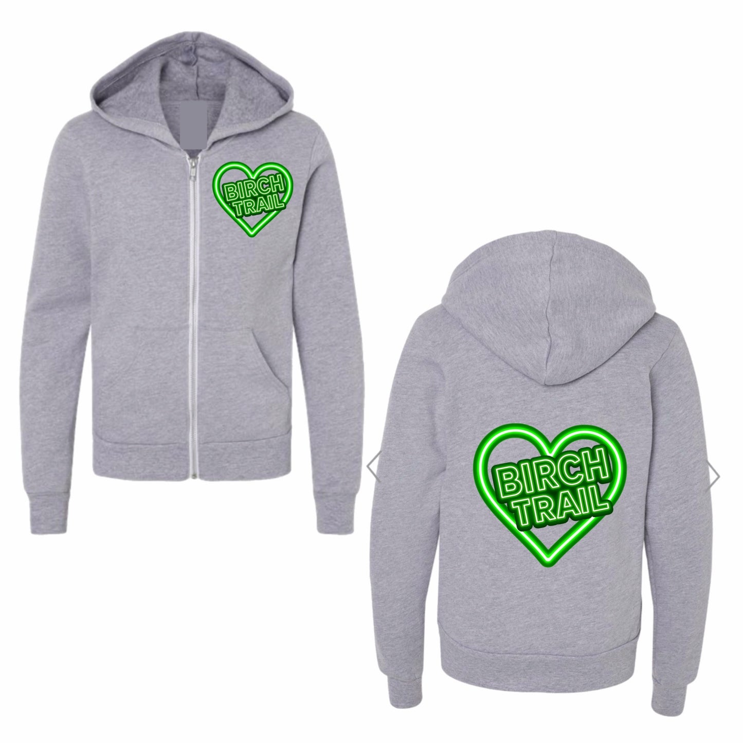 Birch Trail neon sign  zip hoodie