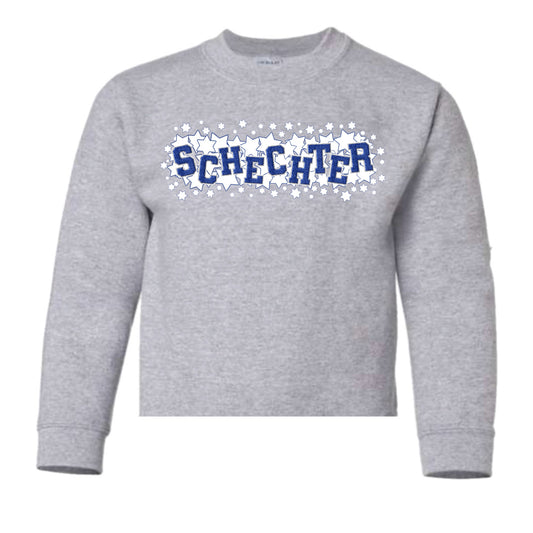 Schechter girls patched crewneck sweatshirt