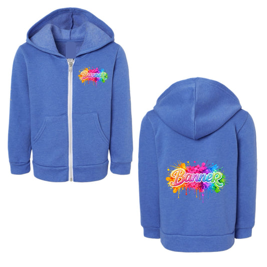 BANNER girls neon splatter zip hoodie