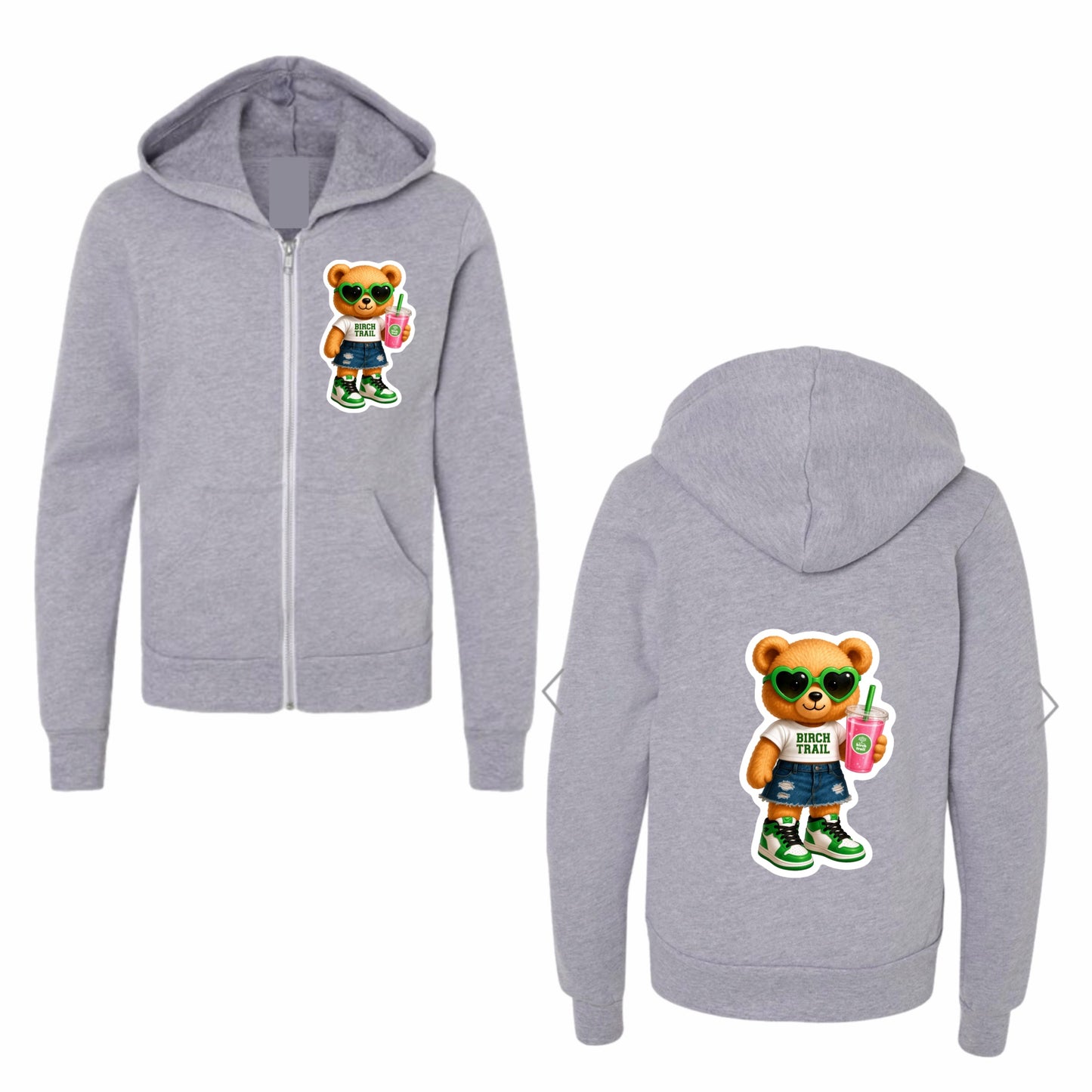 Birch Trail bear zip hoodie