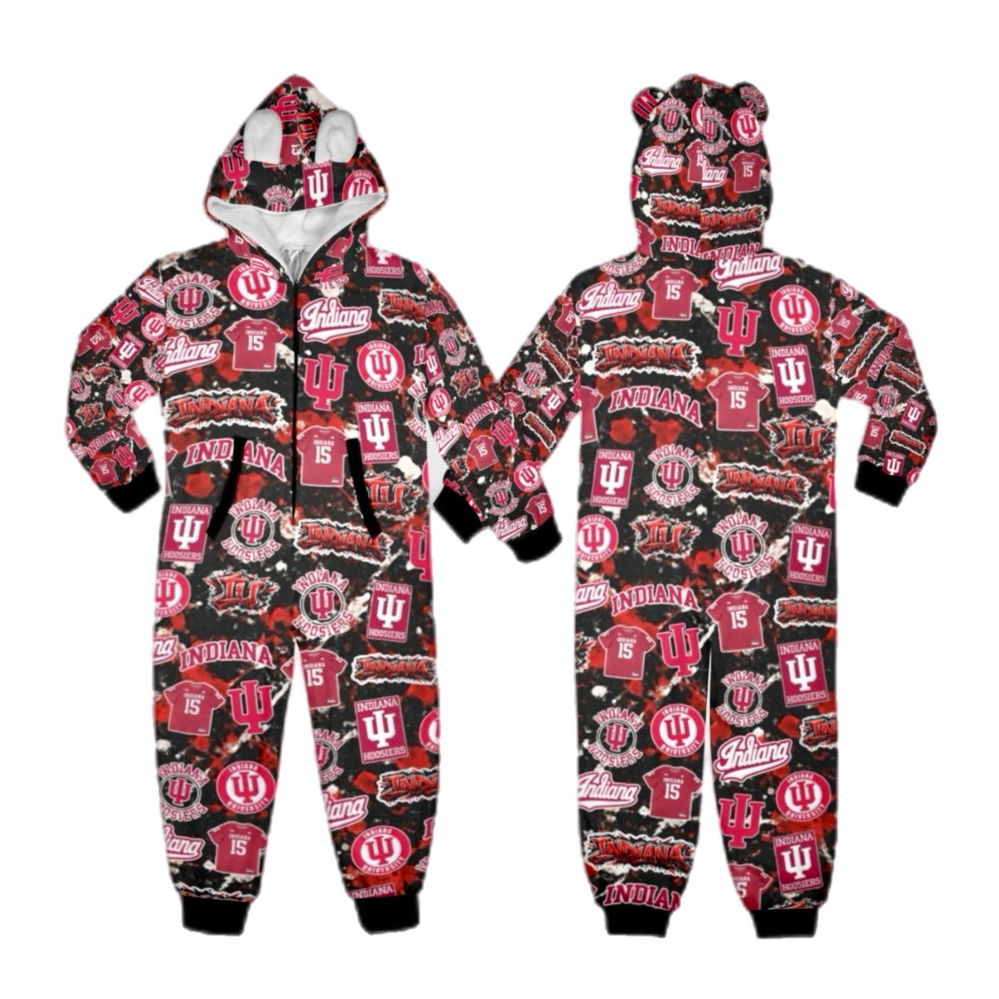 Indiana unisex toddler, youth, adult fleece zip one piece