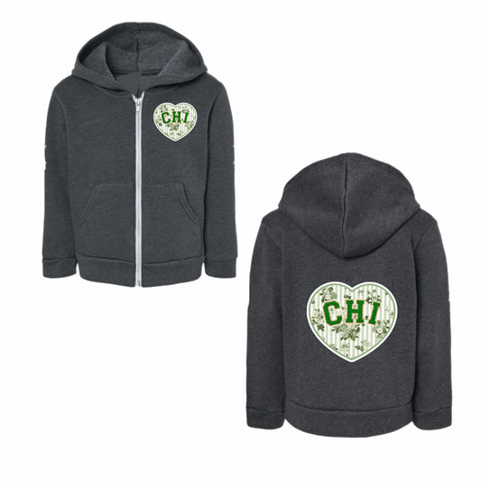 Camp Chi floral heart zip hoodie