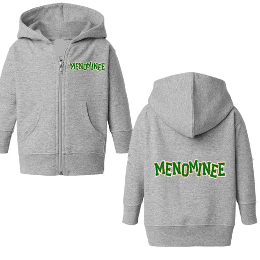 Menominee girls patched zip hoodie