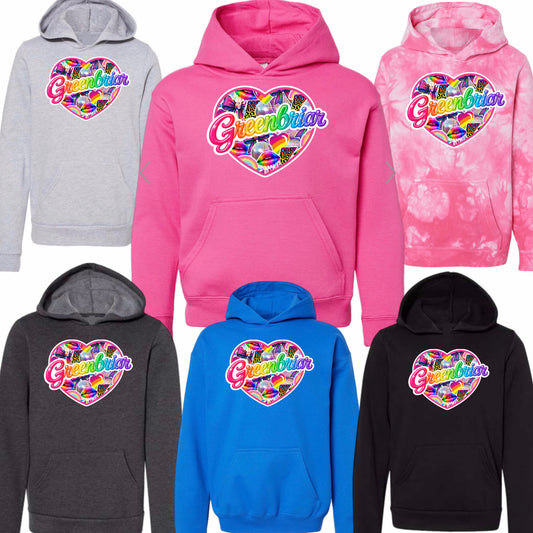 Greenbriar neon heart hoodie