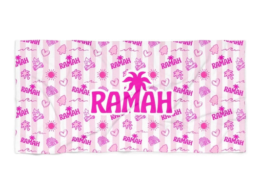 Ramah pink palm beach towel
