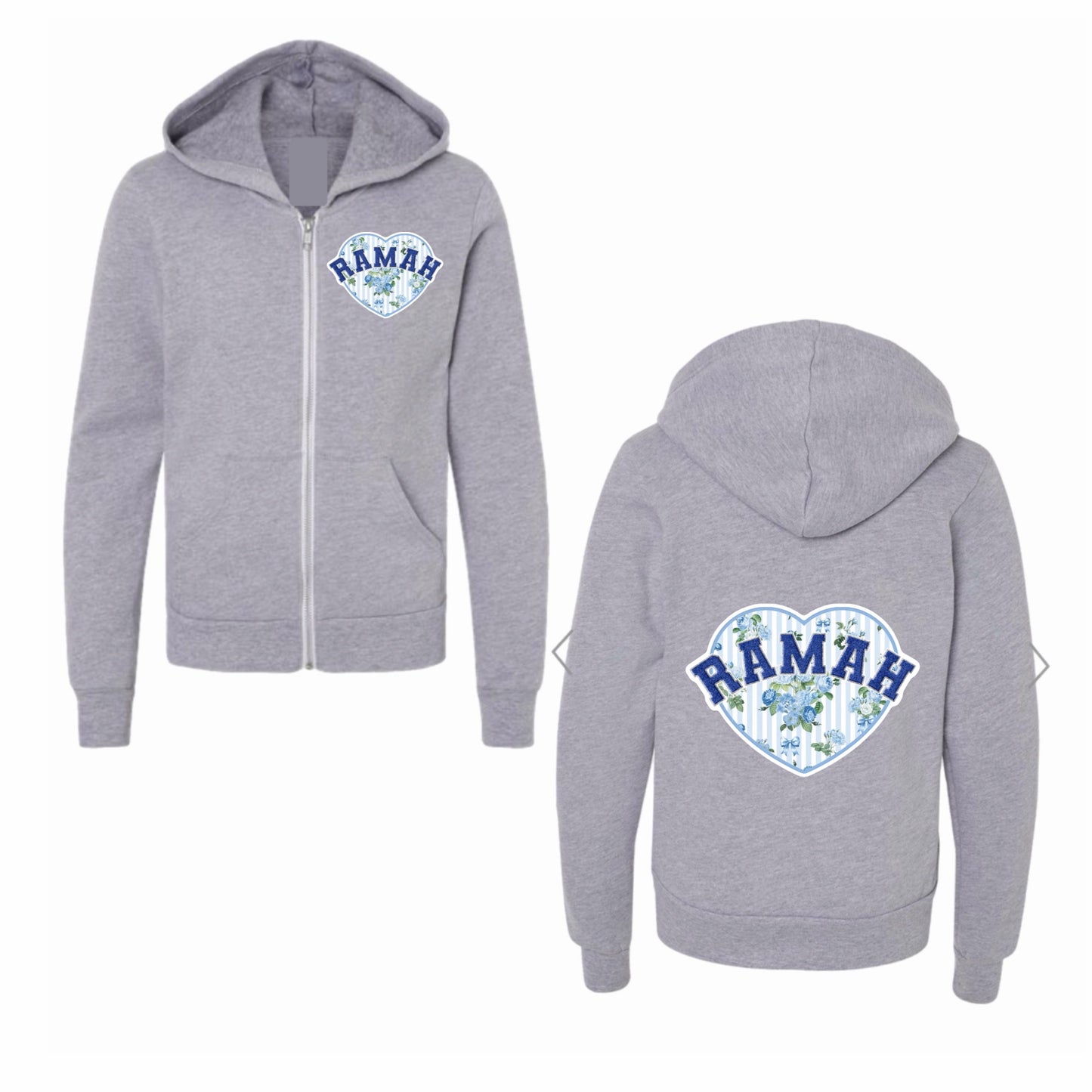 Ramah floral heart zip hoodie
