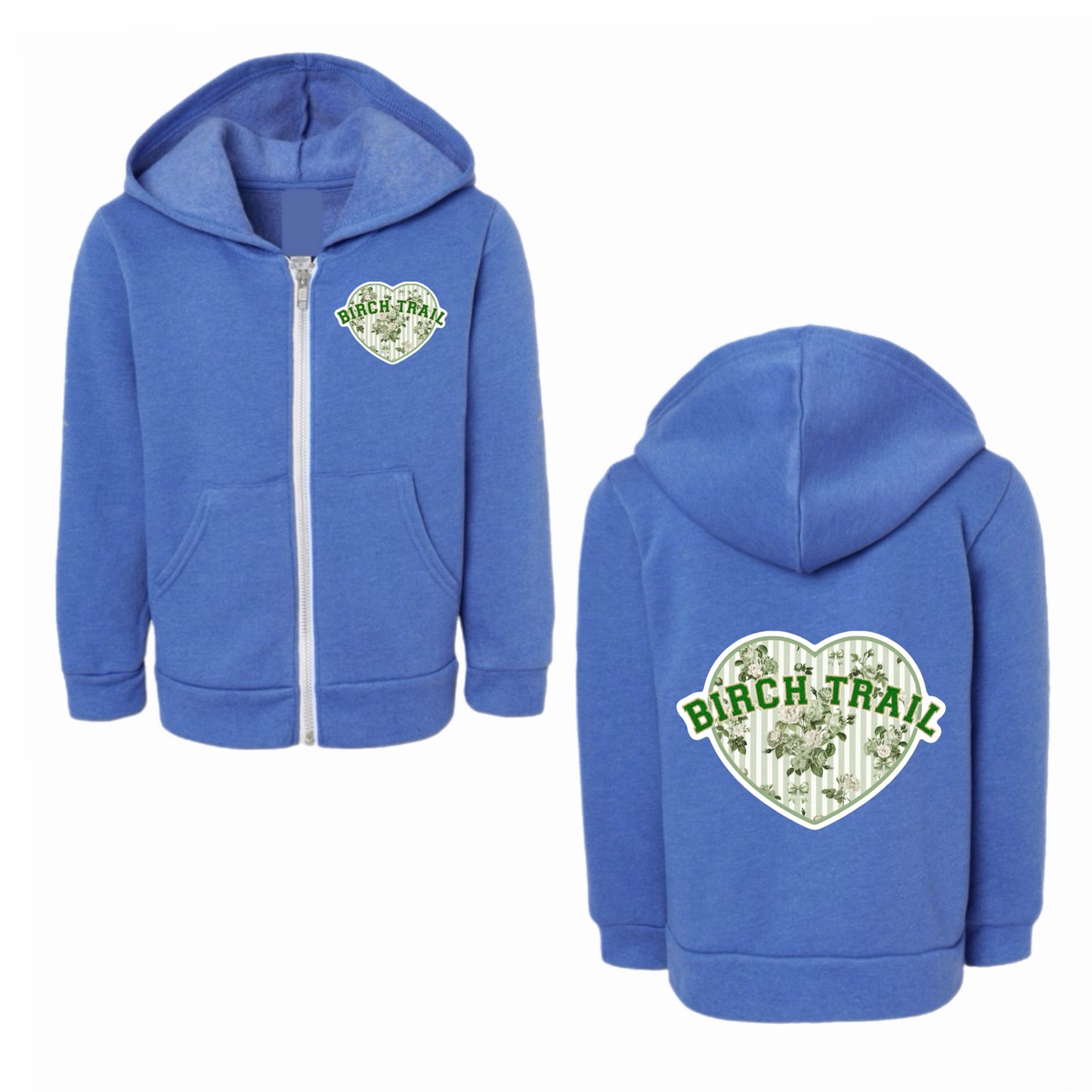 Birch Trail floral heart zip hoodie