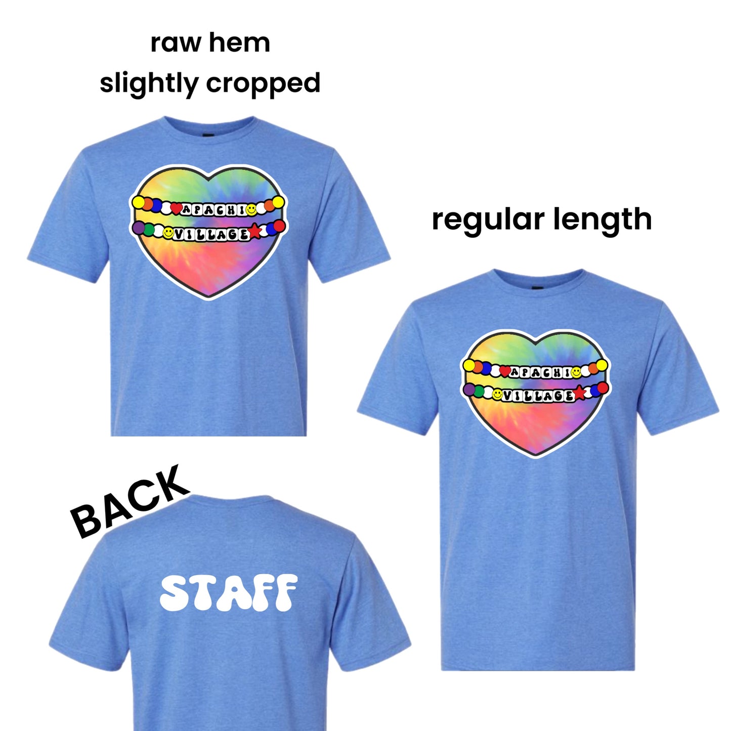 Apachi tye dye heart staff tee