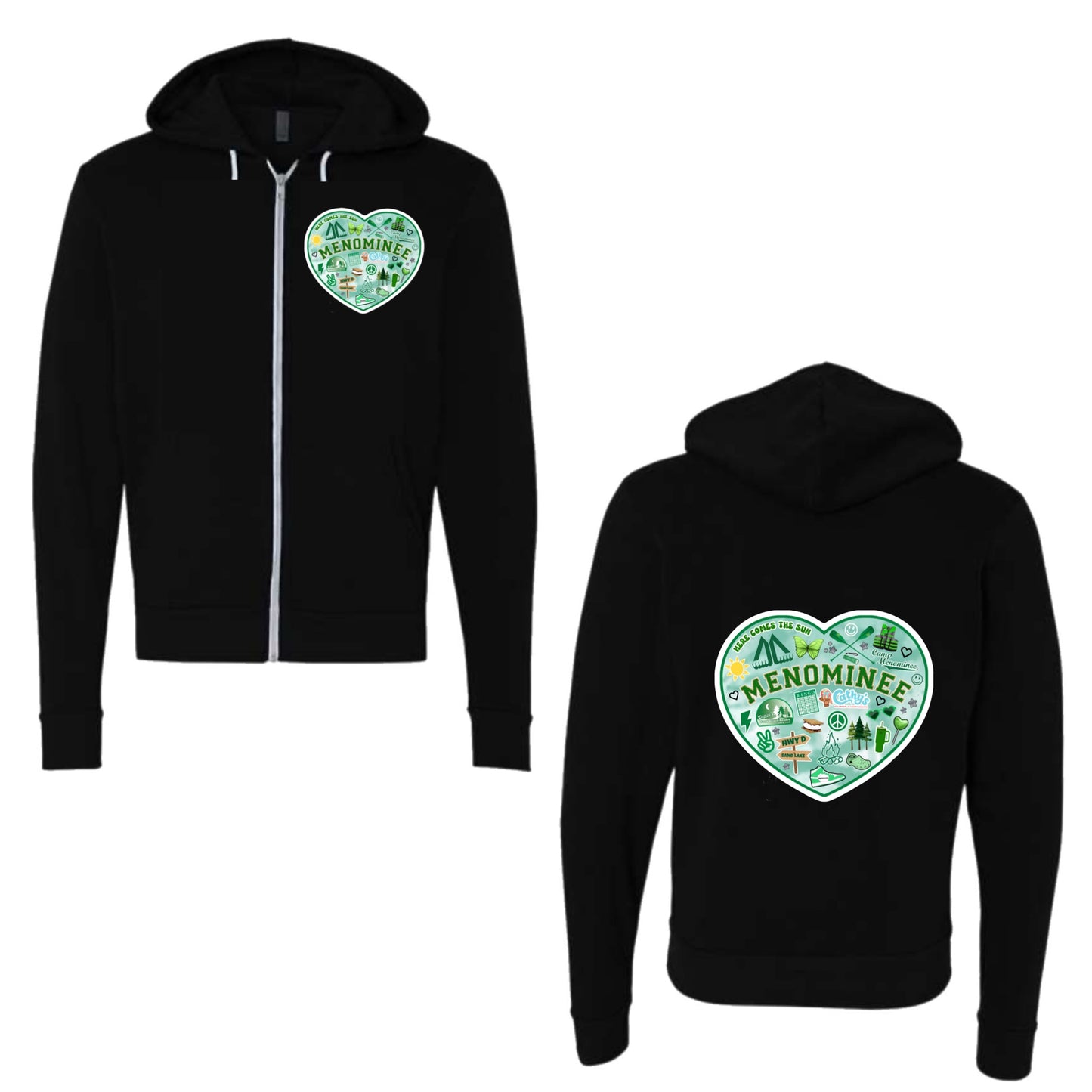 Womens Menominee collage zip hoodie