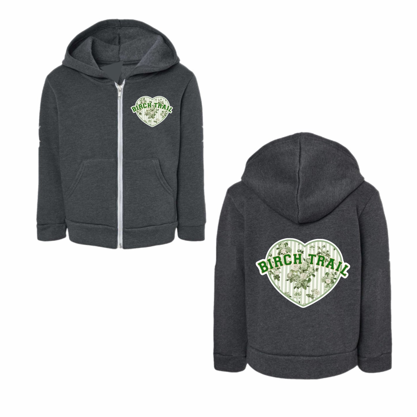 Birch Trail floral heart zip hoodie