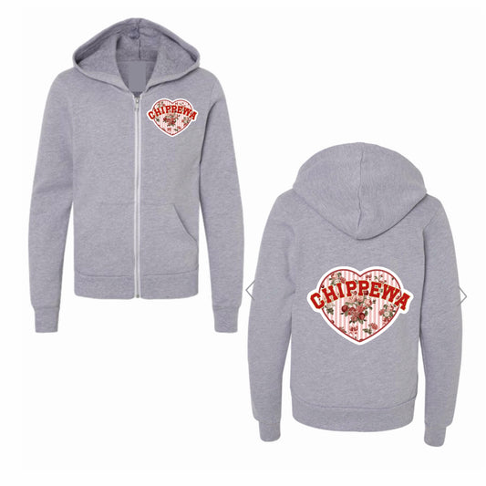 Chippewa floral heart zip up