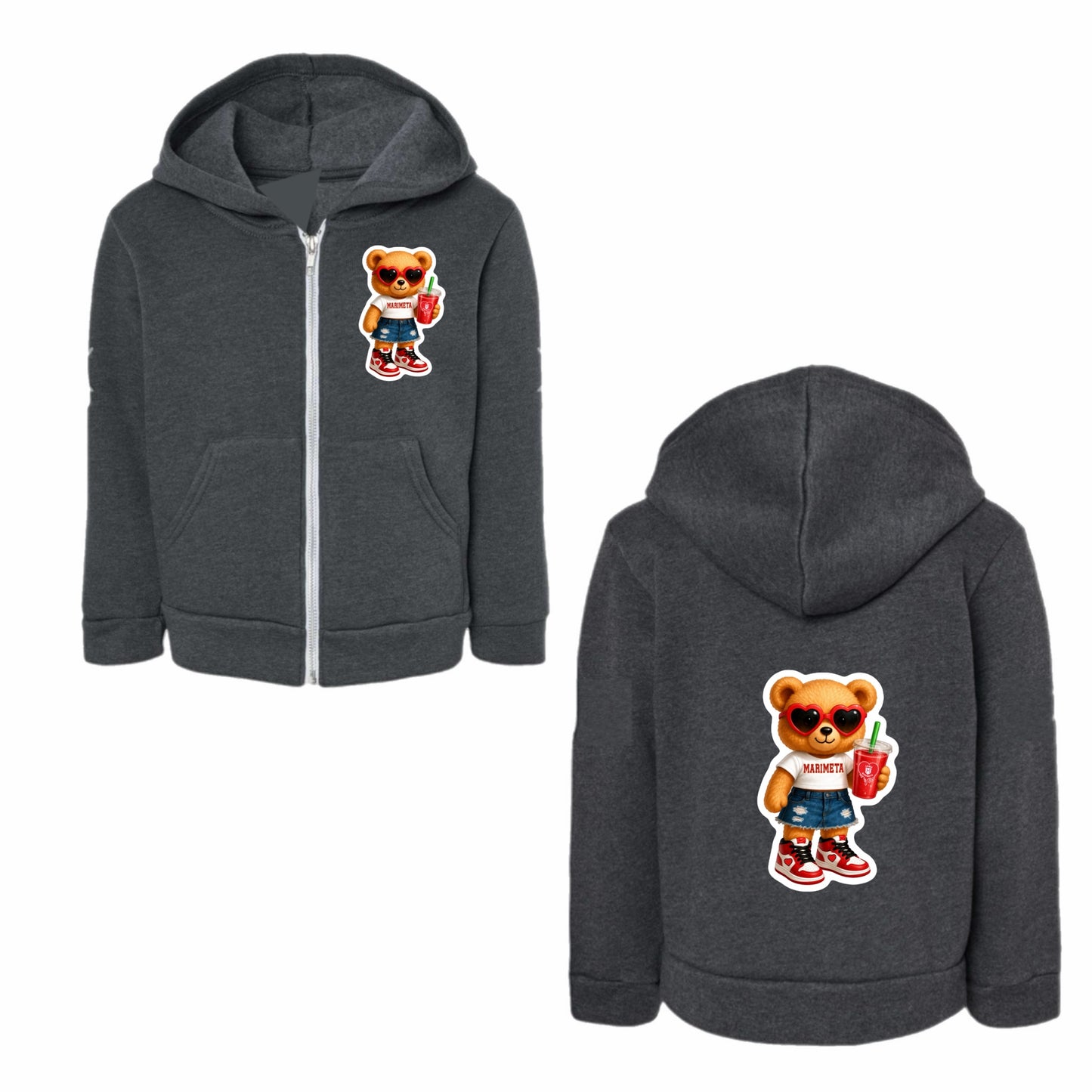 Marimeta bear zip hoodie