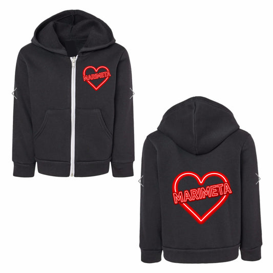 Marimeta neon sign zip hoodie